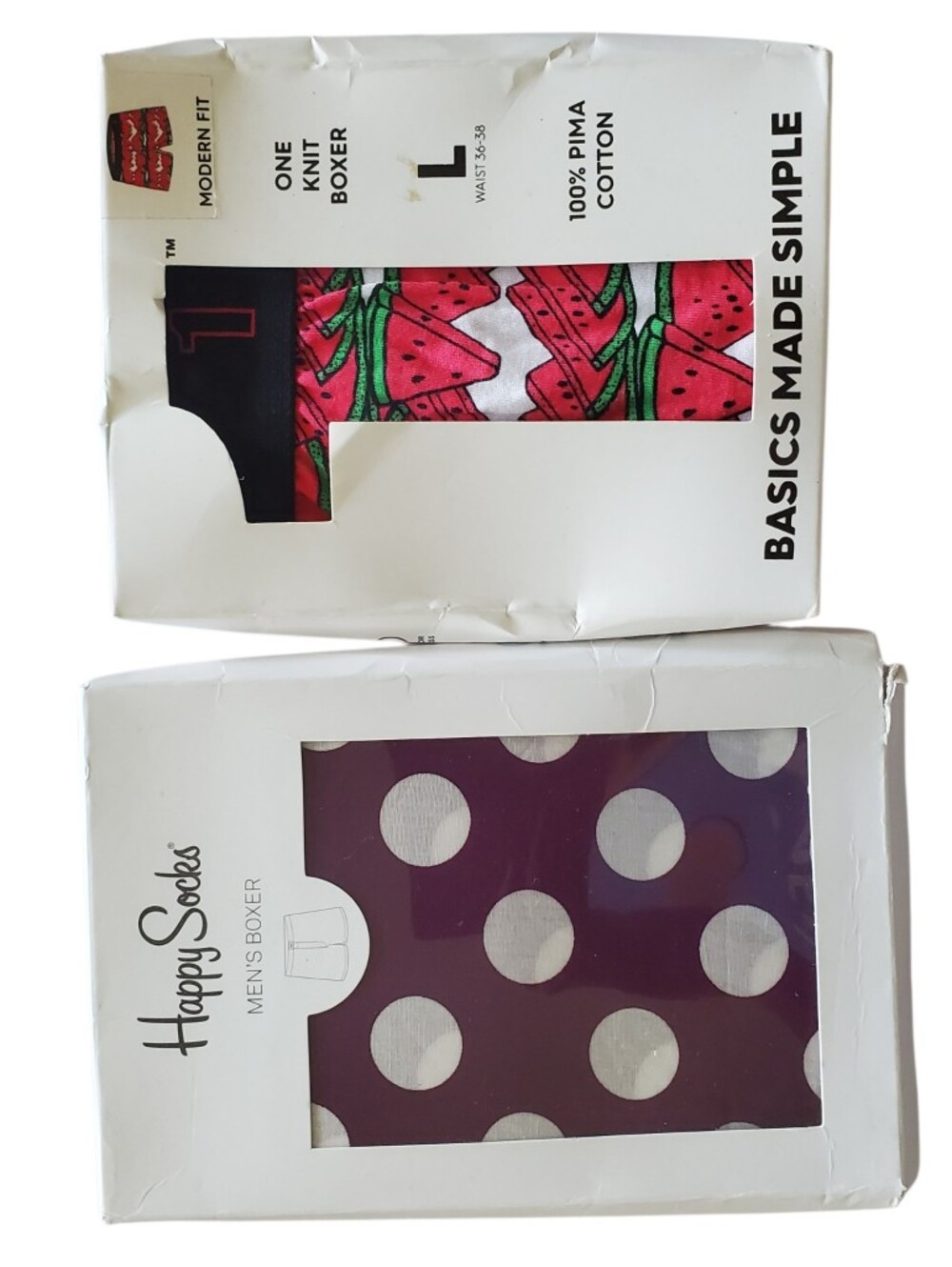 NIP Happy Socks Purple Polka Dot & Pink Watermelon Men’s Boxer Set (L)